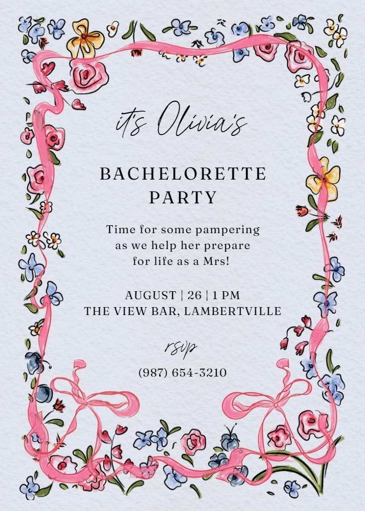 Flourished love - bachelorette party invitation